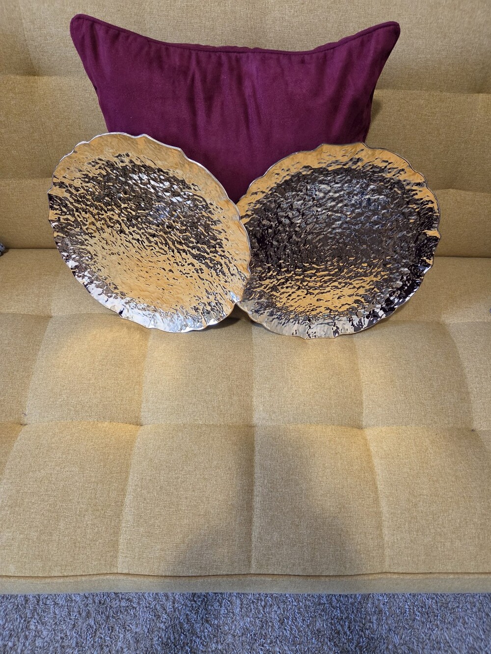 Decorative Gold Textured Set Of 2 Plates